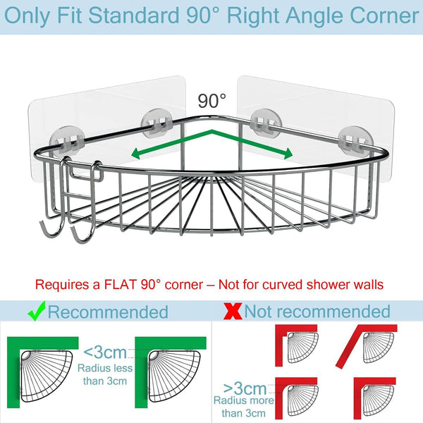 Shower Shelf for inside Shower, Shower Shelf Corner, Shower Corner Caddy, Adhesive Shower Caddy, Shower Wall Caddy, Stainless Steel Shower Caddy Suction No Drill 2 Pack Silver3