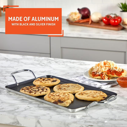 Double Burner Griddle Non-Stick 20-Inch, Black | Nonstick Coated Surface, Dual Side Handles, Ideal for Breakfast Foods, Perfect for Gatherings3