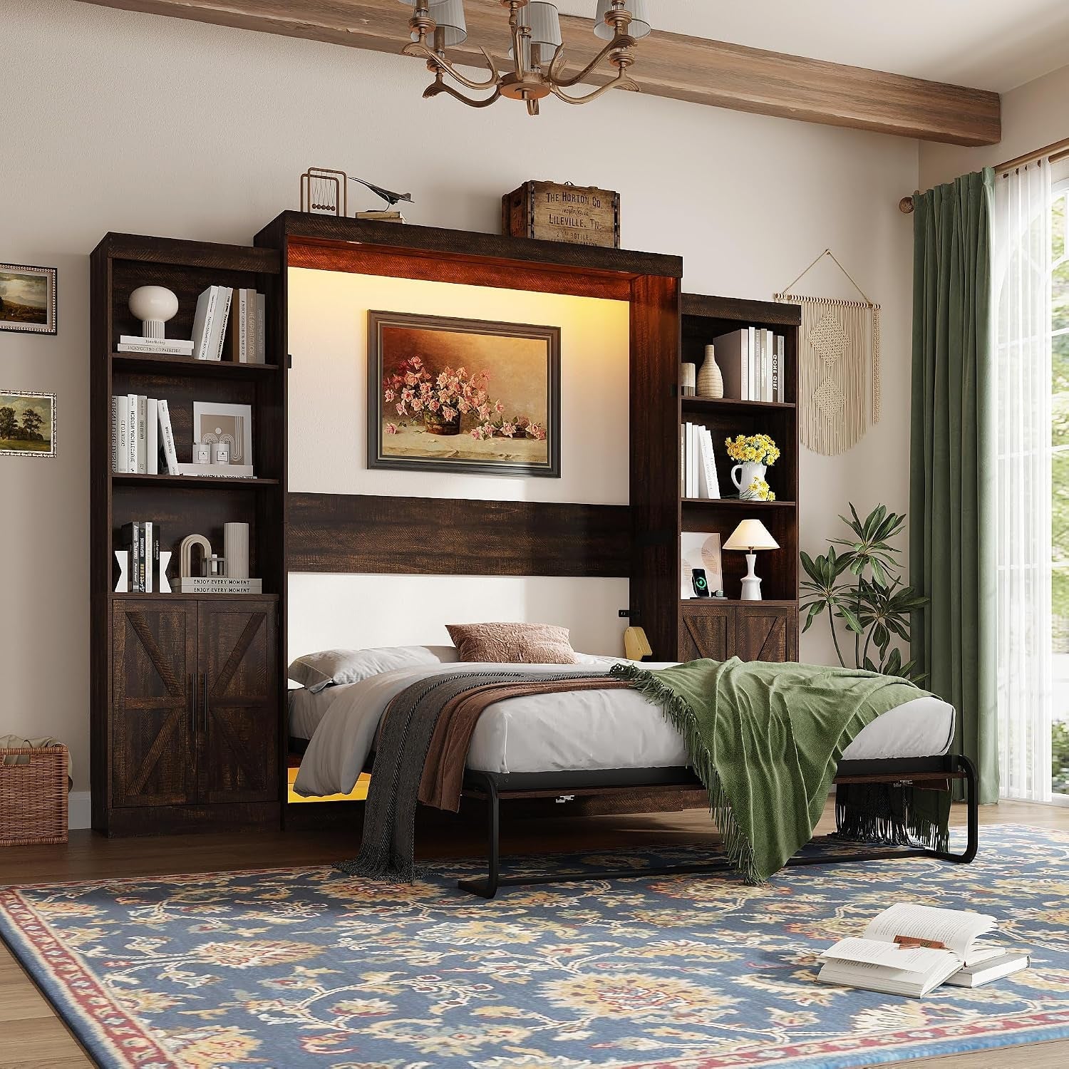 queen-size-murphy-bed-w-2-storage-cabinet-2-led-light-farmhouse-wood-hidden-foldable-wall-bed-frame-storage-bed-cabinet-for-bedroom-office-space-saving-no-box-spring-needed-brown