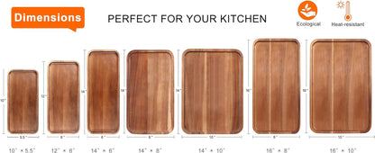 Acacia Wood Serving Tray Decor Small Cheese Charcuterie Boards Wooden Plate | Rectangle Mini Wood Tea Coffee Trays for Kitchen Bathroom Counter Appetizer Plates Party Platter Food Dish Snack Dessert Tray4