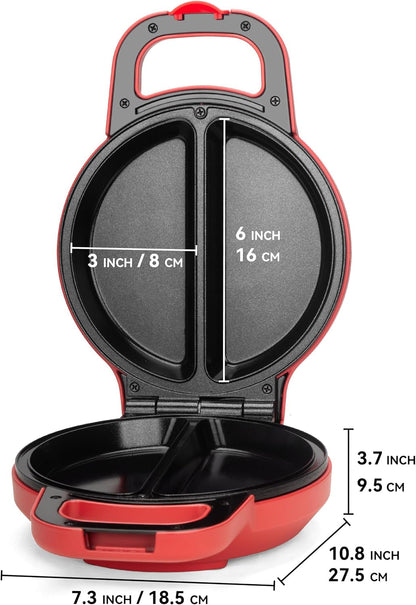Flip Omelette Maker Electric, Omelette Pan Nonstick for 2 Individual 6.5" Omelets, Cooking Gadgets for Home, Omelet Maker with Ceramic Coating, Red8