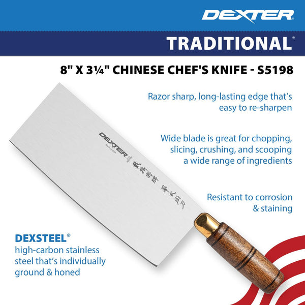 Russell S5198, Chinese Chef’S Knife, 8" High Carbon Steel Blade2