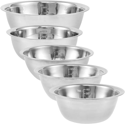 5 Pack Stainless Steel Nesting Mixing Bowls (Lids Not Included)1