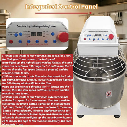 30QT Commercial Electric Dough Stand Mixer Kneading Machine 2200W | Industrial 110V Stainless Steel Dough Flour Mixing Machine, Bread Kneader Dual Speed,Intelligent Control, 26LB Dry Flour6