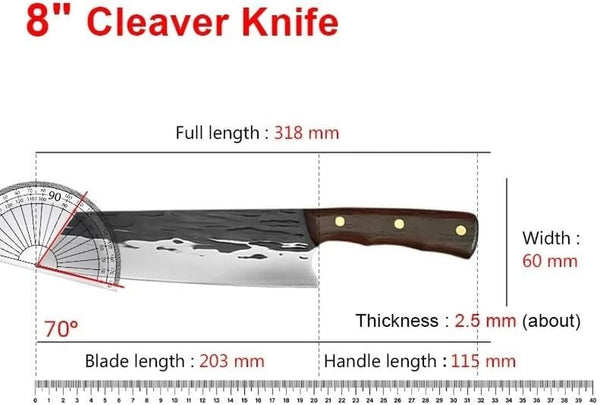 Meat Cleaver Knife, 8 Inch Forged Cleaver Meat Chef Knives Full Tang Handmade Kitchen Butcher Knife Stainless Steel Slicing Knife Wooden Handle2