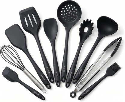 Kitchen Utensils Set, 10PCS Silicone Utensils Set for Cooking, Black1