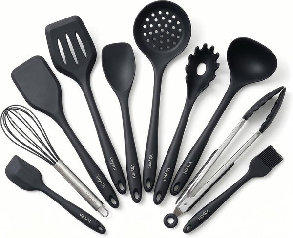 Kitchen Utensils Set, 10PCS Silicone Utensils Set for Cooking, Black1
