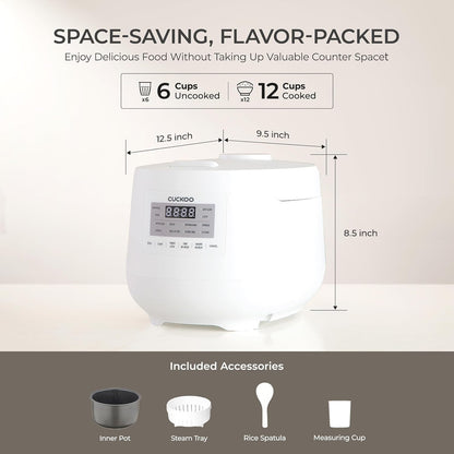 6-Cup / 1.5 Qt. (Uncooked) Micom Rice Cooker and Warmer, Steamer Basket, 11 Operating Modes: White Rice, Brown Rice & More, Nonstick Inner Pot, Made in Korea, Small Rice Cooker, Multi Cooker, CR-0641F | 6-Cup Uncooked Capacity, Nonstick Inner Pot, 8 Cooking Modes, Quick White Rice in 30-36 Minutes, Auto Clean, Made in Korea3
