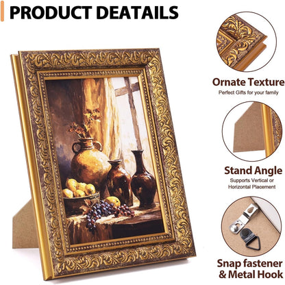 Gold Ornate Vintage 5X7 Picture Frame with Real Glass, 1 Pack5