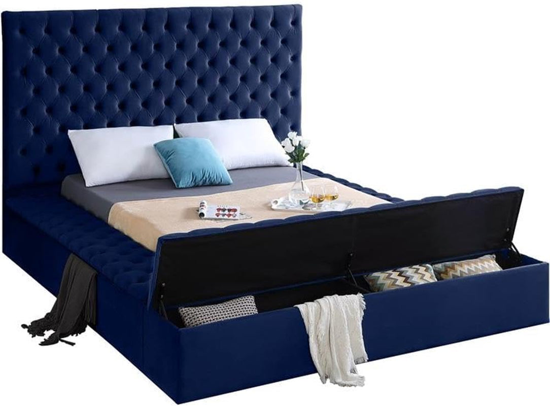 king-bed-solid-wood-frame-navy-tufted-velvet-fabric-96-w-x-98-d-x-60-5-h-storage-rails-footboard-full-slats-modern-style-bedroom-furniture