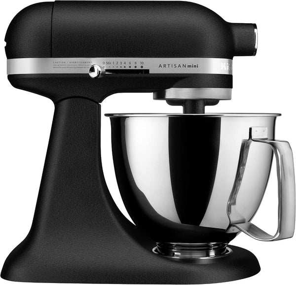 Kitchenaid Artisan Mini, 3.5-Qt Tilt Head Stand Mixer, Cast Iron Black | 3.5 Quart Capacity for Smaller Batches, Add Ingredients with Tilt-Head Design, 10 Speeds, 3 Accessories, Model KSM3316XBK1