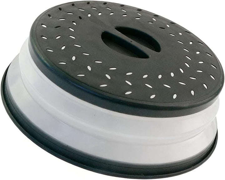 Collapsible Microwave Splatter Cover, 10.5 Inch, Dishwasher-Safe, Microwave Plate Cover with Steam Vent(Black)