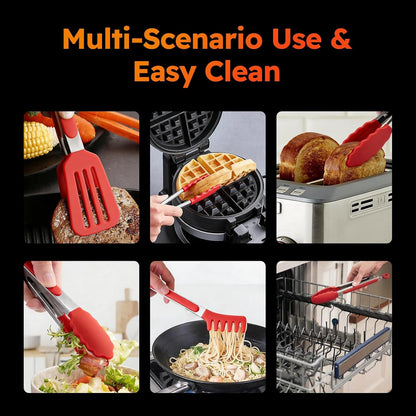 HST 3 Pack Kitchen Tongs, Non Stick Stainless Steel 9 Inch Tongs7