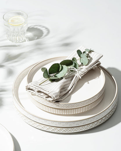 Dinnerware Sets, Plates and Bowls Sets (10.5” Dish + 8” Dish + 6” Bowl) for 4, Microwave and Dishwasher Safe, Ceramic Dinnerware Set (12 Piece)5
