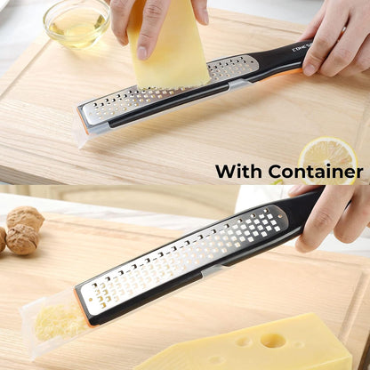 Etched Zester & Grater Set of 2 - Kitchen Zester Tool for Lemon, Cheese, Garlic, Ginger, Nutmeg, Chocolate, Fruits, Vegetables - Sharp Premium Stainless Steel Blade with Protective Cover3