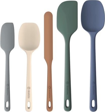 5 Pieces Silicone Spatula Set, Food Grade Rubber Spatula, Upgrade Strong Handle with Ergonomic Grip, Heat Resistant up to 600°F for Nonstick Cookware, Cooking1