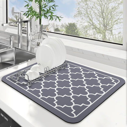 Dish Drying Mat Absorbent Dish Drying Mats for Kitchen Counter 15"X 18" | Stylish Grey, Easy Clean Mat Large Dish Drying Mats Kitchen Drying Mat1