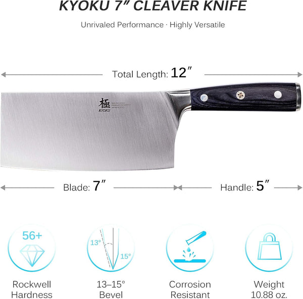 7" Cleaver Knife - Japanese High Carbon Steel Meat Vegetable Knife5