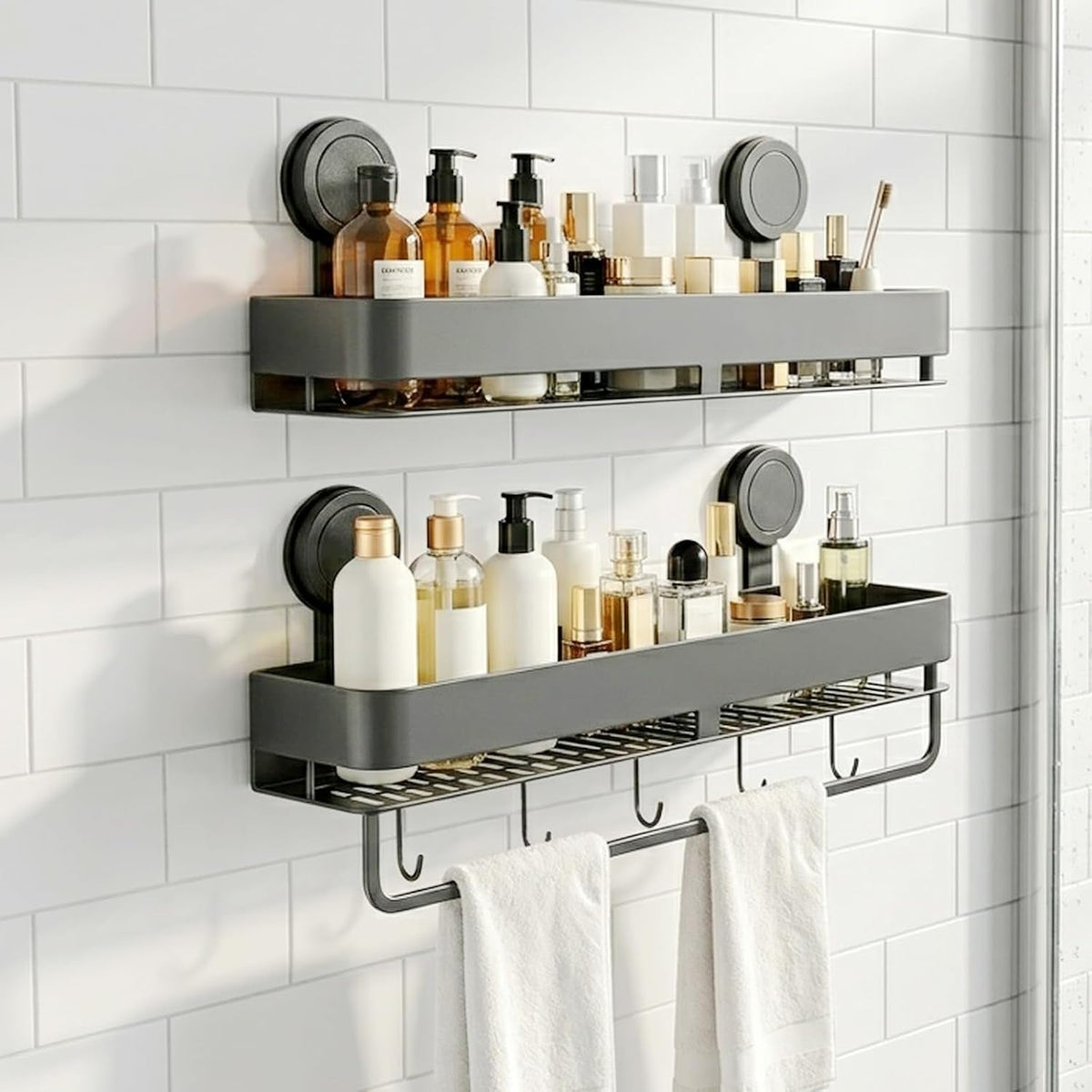 shower-caddy-suction-cup-2-pack-with-hooks-towel-rack-no-drilling