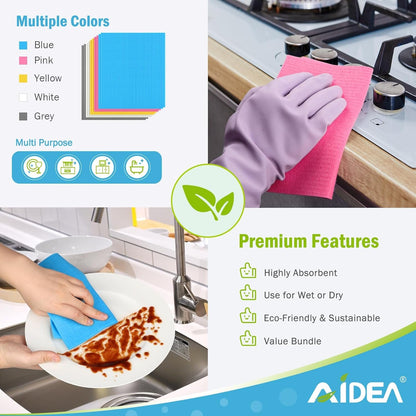 Swedish Dishcloths for Kitchen-10Pk, Reusable Paper Towels 7" X 6" | Absorbent Sponge Dish Cloth, Dish Rags for Washing Dishes, Swedish Dish Towels for Home, Kitchen, Glasses Wipes6