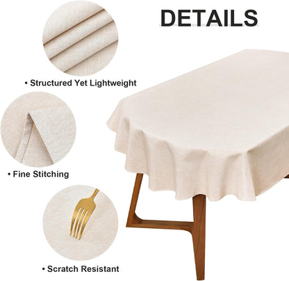 Oval Tablecloth 60 X 84 Inches Faux Linen Water Resistant7