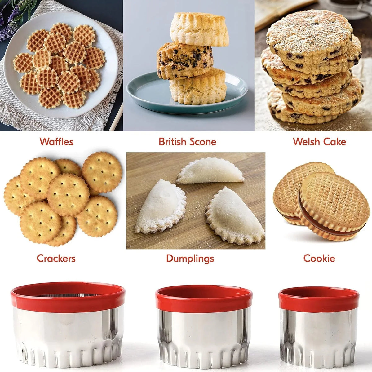 3pcs-fluted-round-cookie-cutters-2-2-6-3-heavy-duty-food-grade-stainless-steel-mini-biscuit-cutter-unique-design-with-protective-red-top-pvc