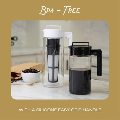 Deluxe Cold Brew Coffee Maker - Bpa-Free Tritan Pitcher with Airtight Leakproof Lid, Silicone Grip Handle, Fine-Mesh Filter - Shatter-Proof, Dishwasher Safe, Made in USA - 1 Quart/Black6