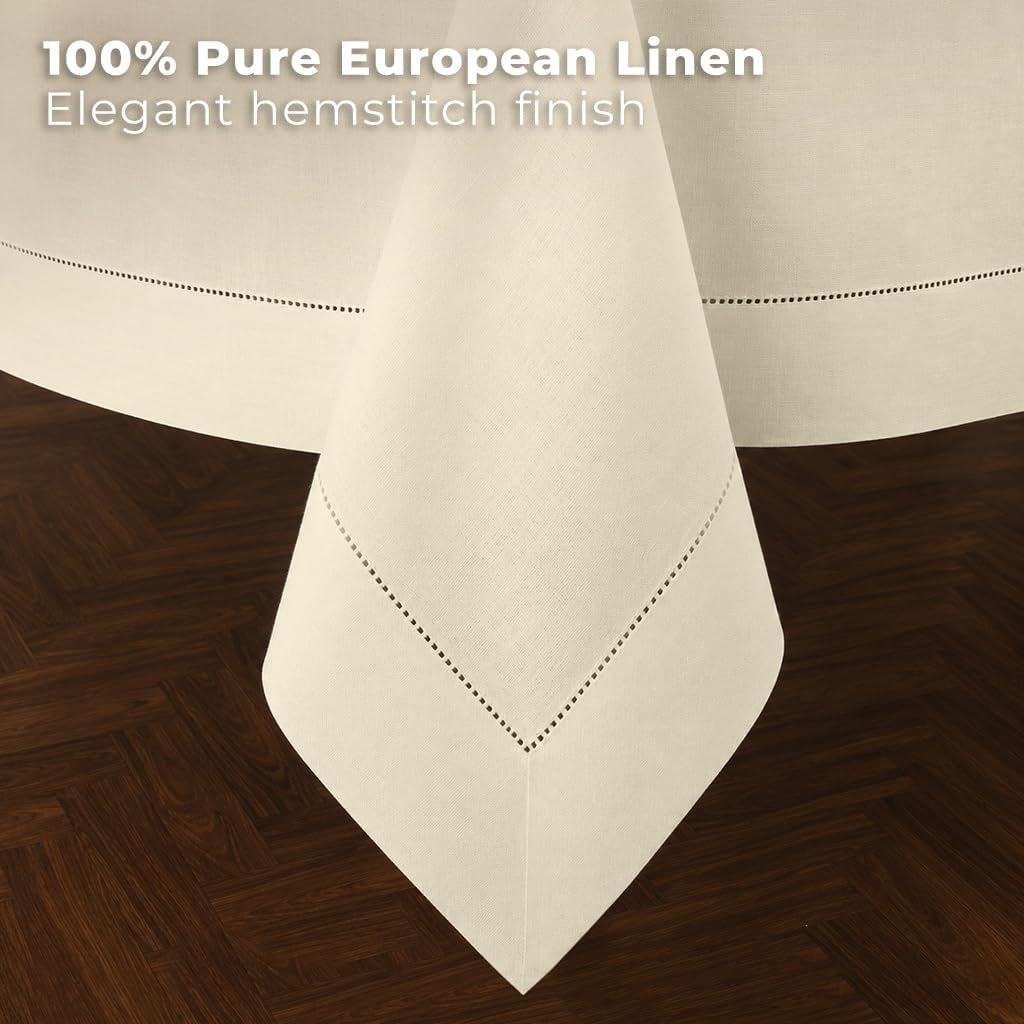signature-linen™-by-dmoksha-ivory-tablecloth-rectangle-tablecloth-60-x-90-inch-100-pure-linen-hemstitch-machine-washable-table-cloth-for-dining-fall-weddings-outdoor-hosting
