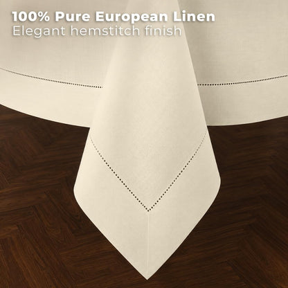 Signature Linen™ by D'Moksha, Ivory Tablecloth, Rectangle Tablecloth 60 X 90 Inch, 100% Pure Linen, Hemstitch, Machine Washable Table Cloth for Dining- Fall, Weddings, Outdoor Hosting2
