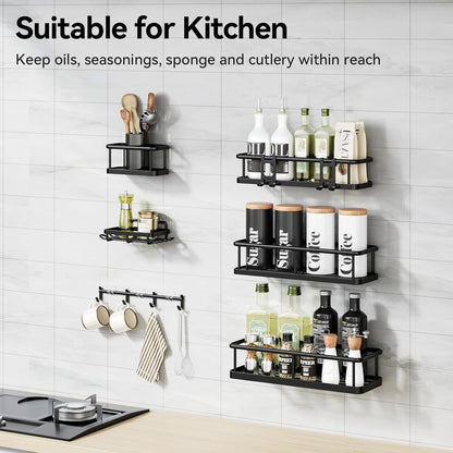 Shower Caddy Adhesive, Rustproof Shower Organizer with Soap Holder, Large Capacity Shower Shelves for inside Shower, No Drilling Bathroom Organizers and Storage for Home Decor 6 Pack Black7