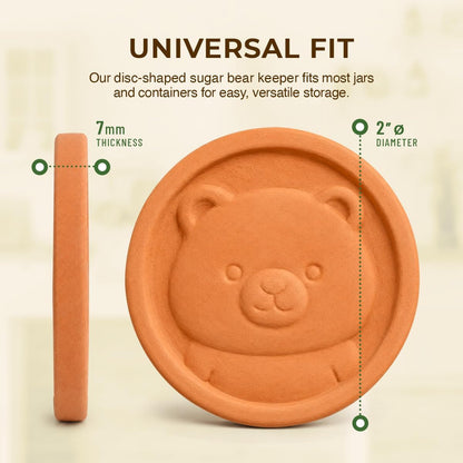 2 Pack Brown Sugar Bear Keeper - Terracotta Brown Sugar Saver Disc Keeps It Soft & Fresh - Reusable Food Safe Clay Stone & Softener with Cute Bear Design, Gift for Bakers2