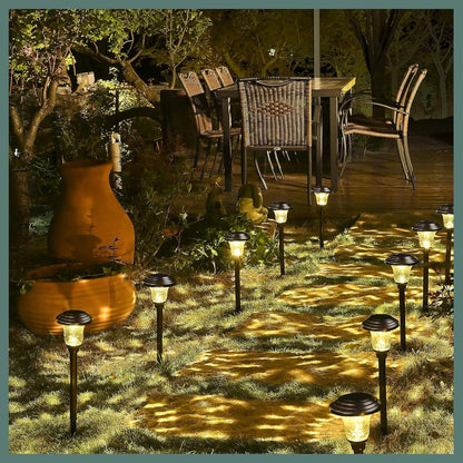 Metal & Glass Solar Lights Outdoor, 8 Pack LED Garden Lights2