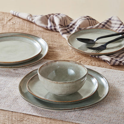 Stoneware Dinnerware Sets for 8, Reactive Glaze Plates and Bowls, Grey3