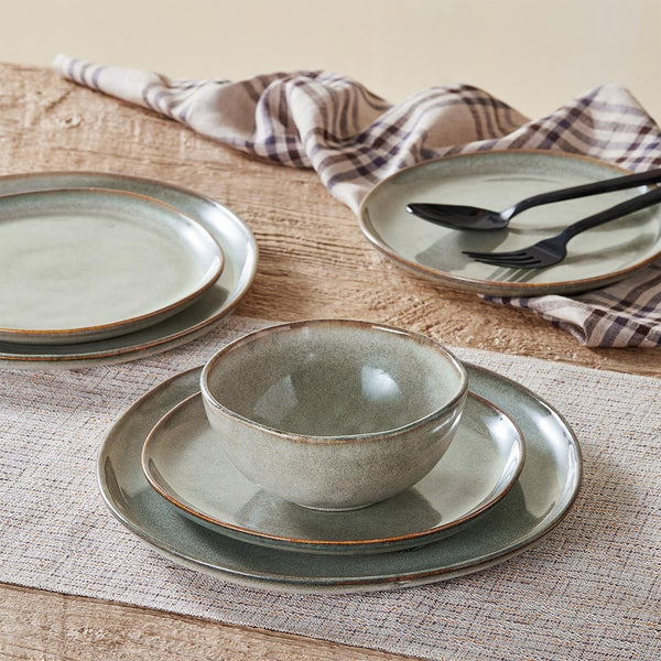 Stoneware Dinnerware Sets for 8, Reactive Glaze Plates and Bowls, Grey3