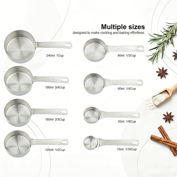 Measuring Cups Set, 18/8 Stainless Steel 8-Piece Metal Measuring Cups, Professional Measuring Cups for Home Kitchen Baking and Cooking.2