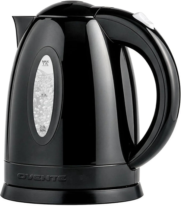 1.7L Electric Tea Kettle, 1100W Bpa-Free Water Boiler, Black KP72B | Fast Boiling, Auto Shut-Off, Boil-Dry Protection, 360° Swivel Base, Cordless Serving, Clear-View Window and Removable Filter1