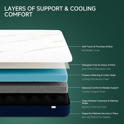 Queen Mattress 10-Inch for Cooler Sleep - Cooling Gel Memory Foam with Pressure Relief & Medium Firm Support, Cozy Comfort Queen Size Bed Mattress in a Box for Adults, Couples, Guest Rooms5