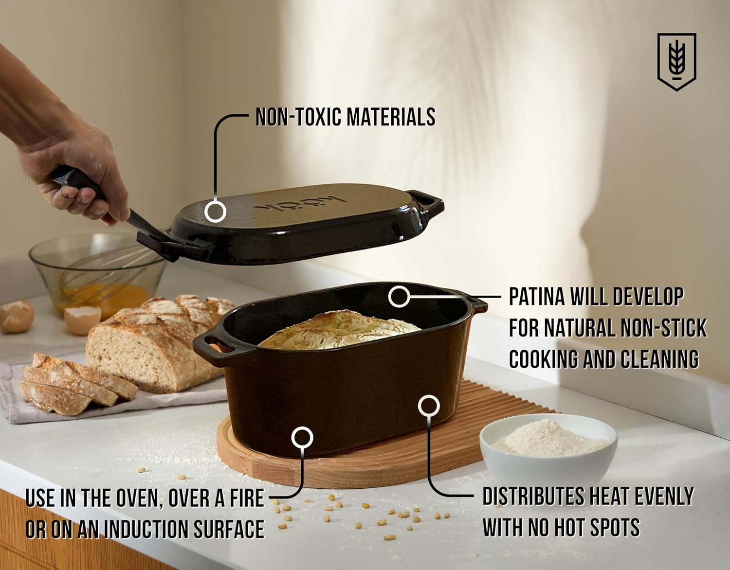 oval-dutch-oven-for-bread-baking-sourdough-loaf-pan-with-lid-dual-handles-enameled-cast-iron-includes-lid-lever-dishwasher-safe-3-4-qt-black