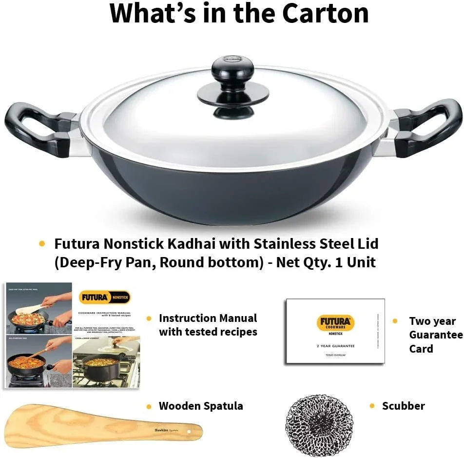 futura-nonstick-kadhai-2-5-l-26-cm-3-25-mm-with-ss-lid-black