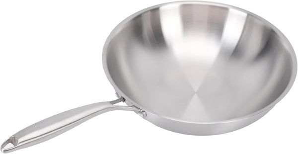 Wok Pan Stainless Steel Stir Fry Pan, 304 Stainless Steel Wok with Multi Layer Composite Cookware, Non Stick Cooking Surface, Flat Bottom for Chinese Stir Fry on Gas Electric (34CM)2