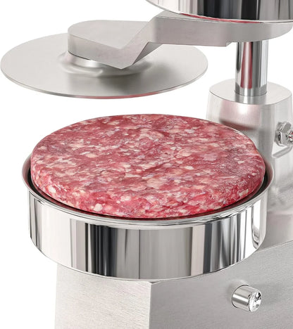 Burger Press Patty Maker for 5” Hamburgers, Stainless-Steel Manual Forming Machine for Personal and Commercial Foods, Heavy Duty Processor, Includes Pattie Papers (CHM-5), Silver3