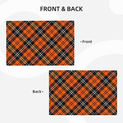 Plaid Placemat Set, Thanksgiving Halloween Orange Black Buffalo Check Pattern Home Decor Linen Table Mats for Dining Room Kitchens Party Cafe Festive Banquet Wedding Decor, 18" L X 12" W【6 PCS】4