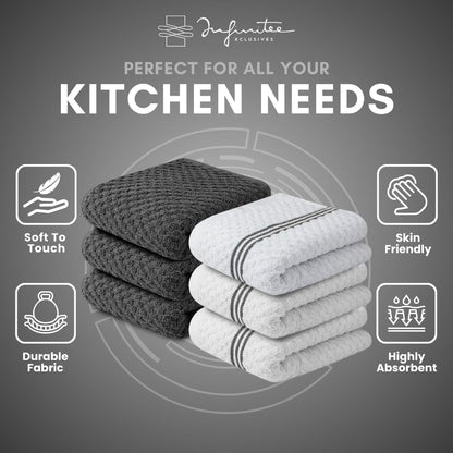 Kitchen Towels - 6 Pack - Cotton Dish Towel |15" X 25"| | 100% Cotton, Highly Absorbent Tea Towels - Lint Free, Soft, Durable & Quick Dry, Ideal for Drying Dishes & Kitchen Cleaning7
