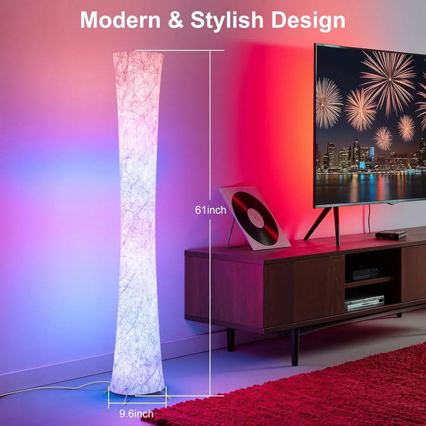 Floor Lamp, 61'' Smart RGB LED Corner Lamp with Music Sync and 16 Million DIY Colors, 3 Color Temperature, APP & Remote Control, Color Changing Standing Floor Lamp for Bedroom Living Room2