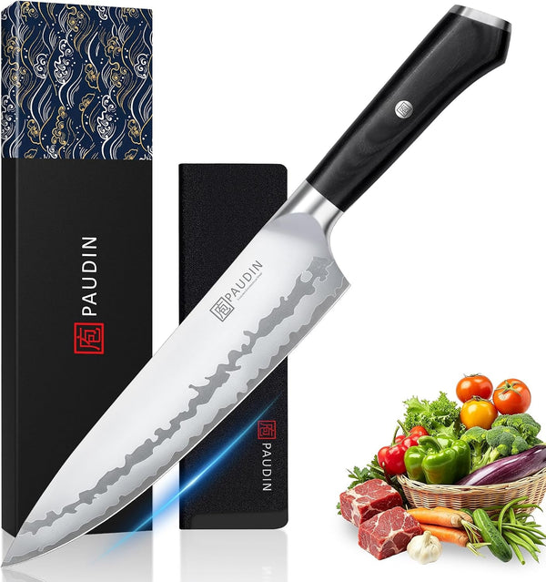 Chef Knife 8 Inch, Ultra Sharp Kitchen Knife 62 HRC, 9-Layer High Carbon Steel Professional Chefs Knife with Full Tang Ergonomic Wood Handle, Meat Vegetable Slicing Knife,Gift for Men Women1