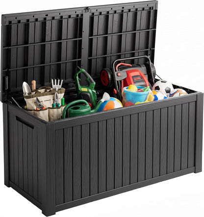 Outdoor Storage Box, 200 Gallon Waterproof Deck Box [Upgraded 3.0], Premium Hydraulic Cushion Storage Chest, High-Load Lockable Two-Seater Patio Storage Bench, Large Country Estate, Black1