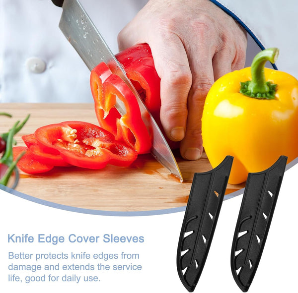Knife Cover Sleeves Blade Edge Guards for 5" Santoku Knife Blade Edge Protector Universal Knife Sheath for Kitchen, Black5