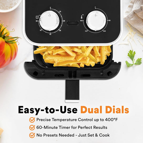 Top Chef 3.5L / 3.7QT Air Fryer with Viewing Window, 1400W Rapid Hot Air Cooker, Adjustable Temperature and Timer, Nonstick Basket, Compact Oil-Free Fryer for Crispy Meals and Snacks5
