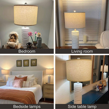 24" Farmhouse Ceramic Table Lamps Set of 2 for Bedroom Living Room3