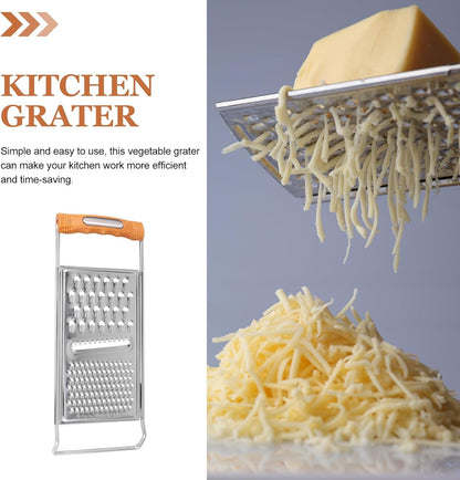 2Pcs Stainless Steel Multi-Functional Vegetable Grater and Slicer Handheld Kitchen Tool for Potato and Fruit Cutting, 3-In-1 Food Shredder Suitable for Home Cooking3